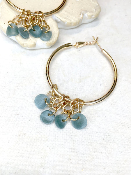 Glow Series No.8 | Agar Sequins x Stainless Steel Hoop Earrings | Hoop 40mm Pendant 20mmx20mm